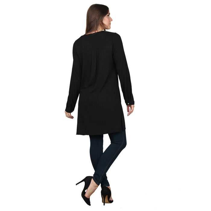 Plus Size Side Slit Button Sleeve Tunic
