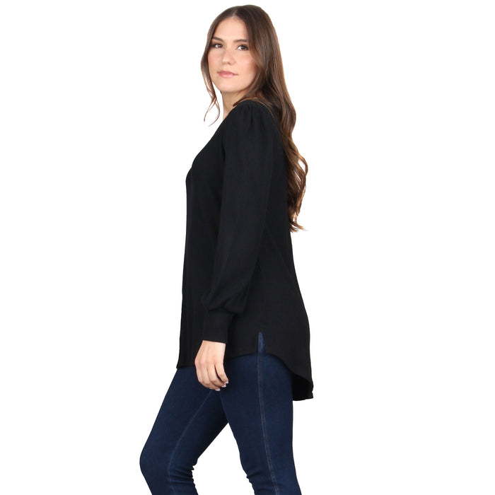 Plus Size Button Trim Tunic