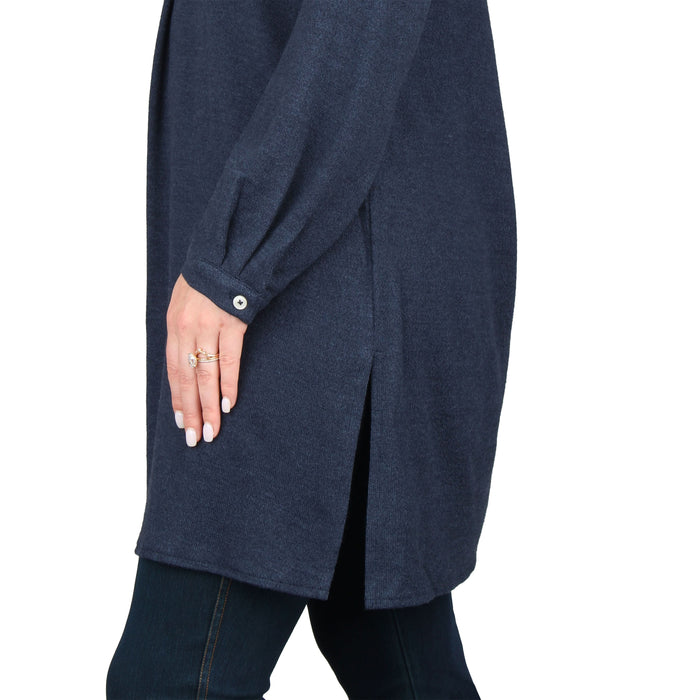 Plus Size Side Slit Button Sleeve Tunic