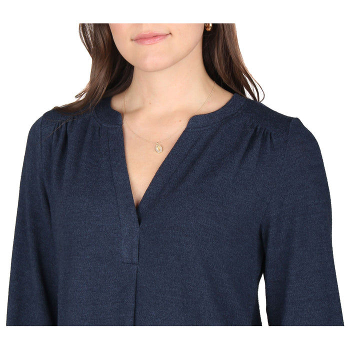 Plus Size Side Slit Button Sleeve Tunic