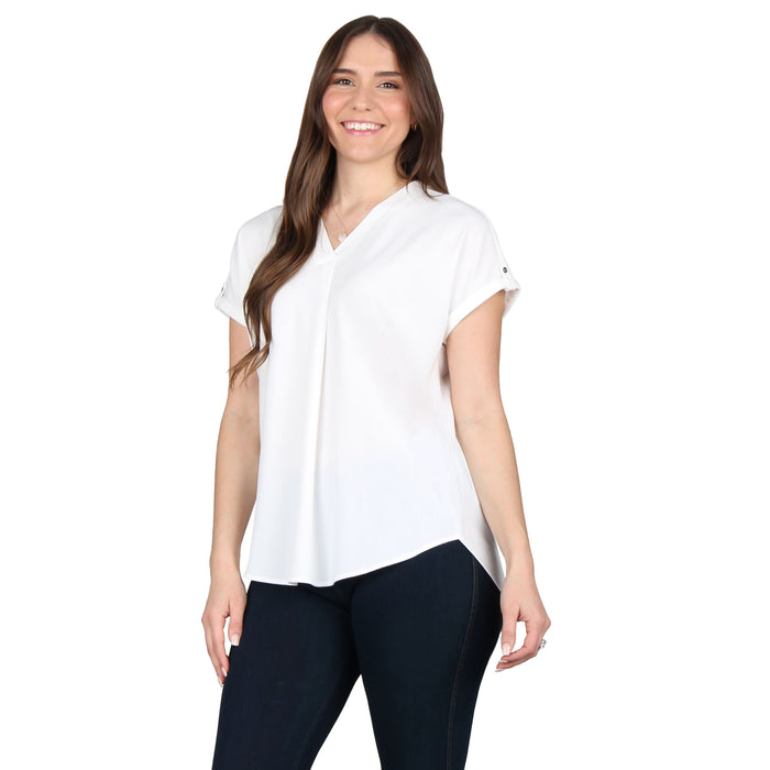 V-Neck Pleated Tunic Plus