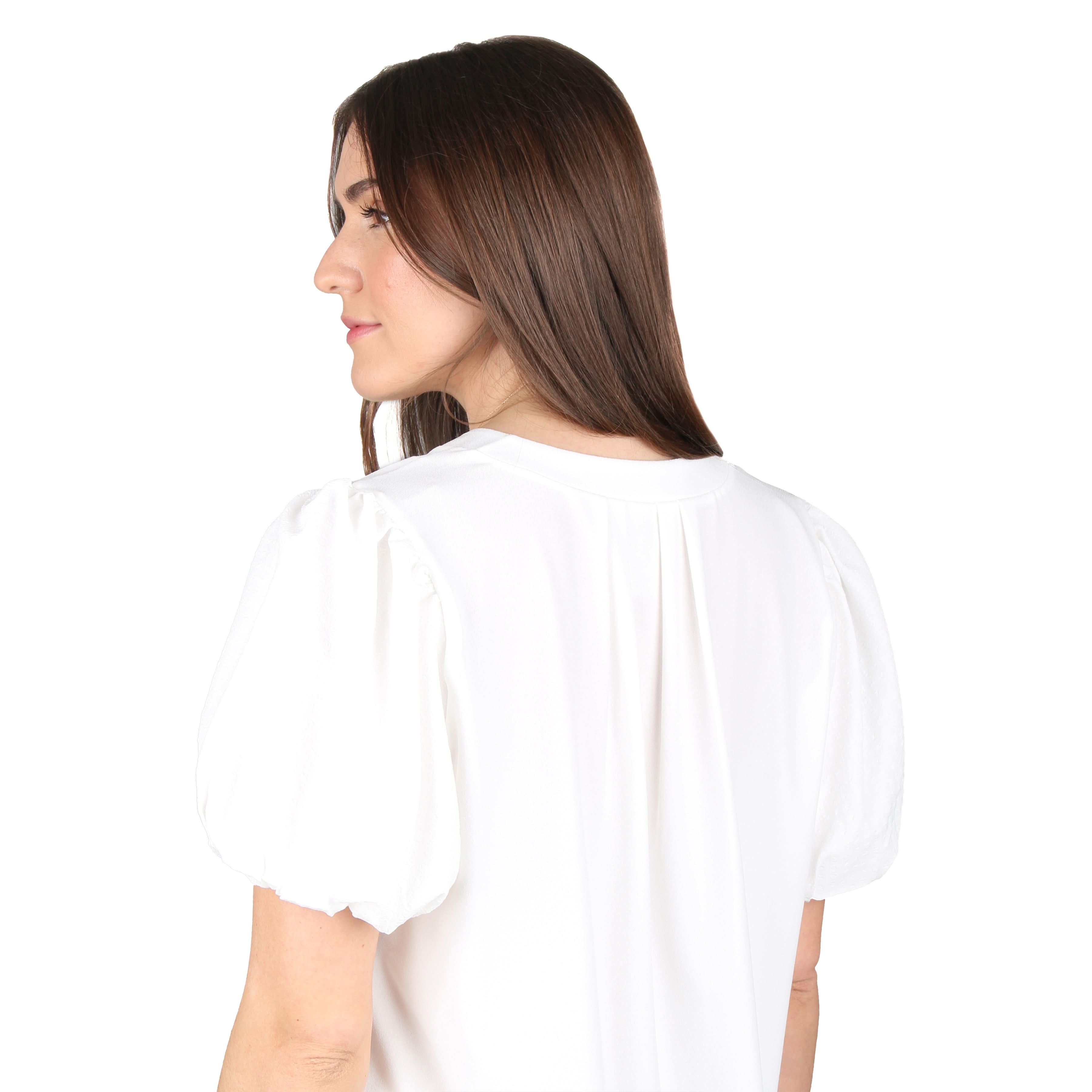 Split V-Neck Puff Sleeve Tunic — Lildy.com