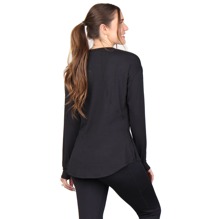 Side Slit Long Sleeve Active Top