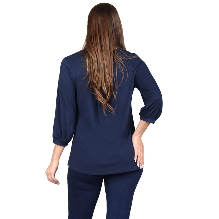 3/4 Sleeve Stand Collar Tunic