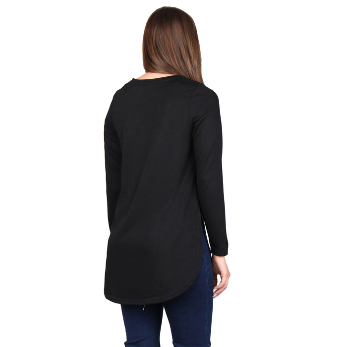 Round Neck Curved Hem Tunic