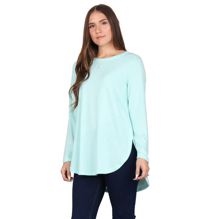 Round Neck Curved Hem Tunic