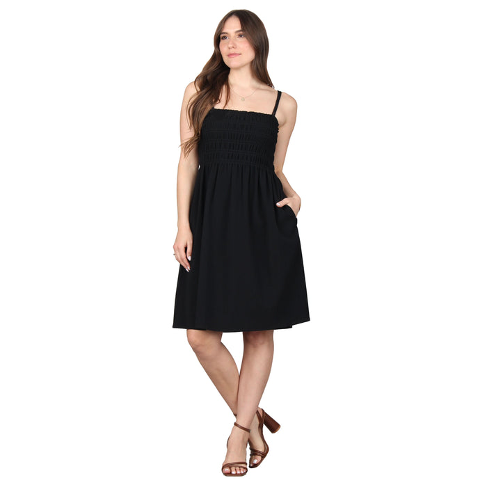 Plus Size Pocket Smocked Midi Dress