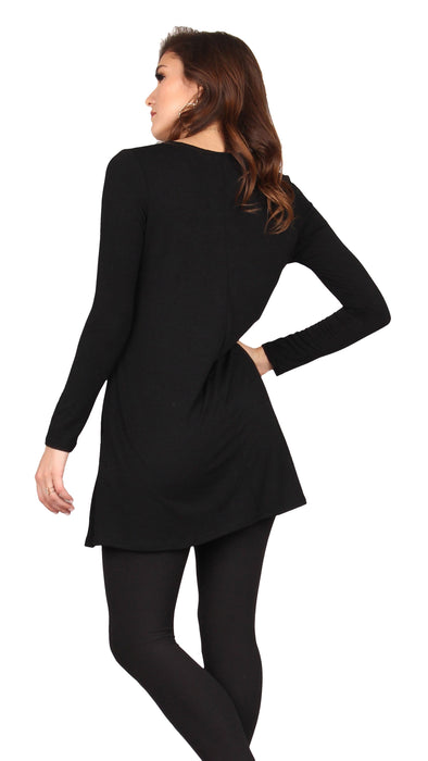 Plus Size Solid Pocket Swing Tunic