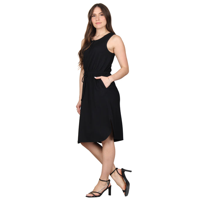 Plus Size Pocket Tie Waist Midi Dress