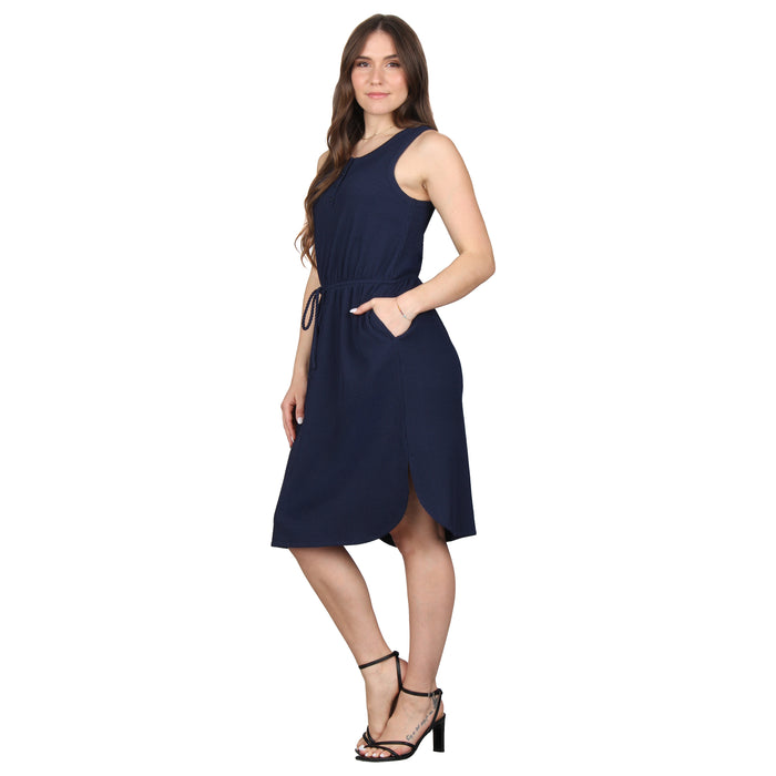 Plus Size Pocket Tie Waist Midi Dress