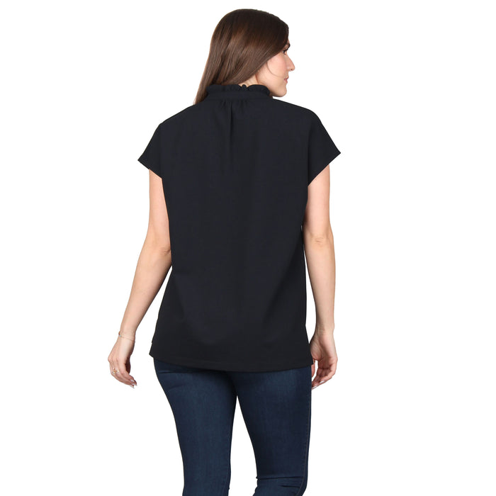 Plus Size Ruffle Notch Neck Tunic