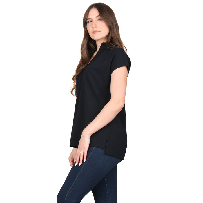 Plus Size Ruffle Notch Neck Tunic