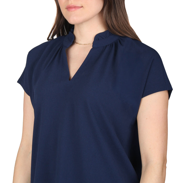 Plus Size Ruffle Notch Neck Tunic