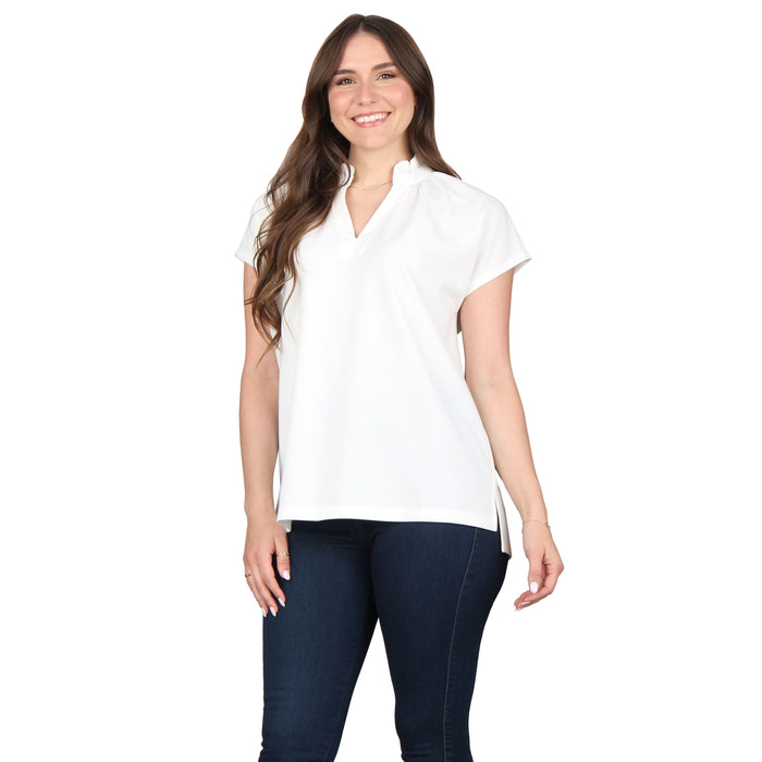 Plus Size Ruffle Notch Neck Tunic