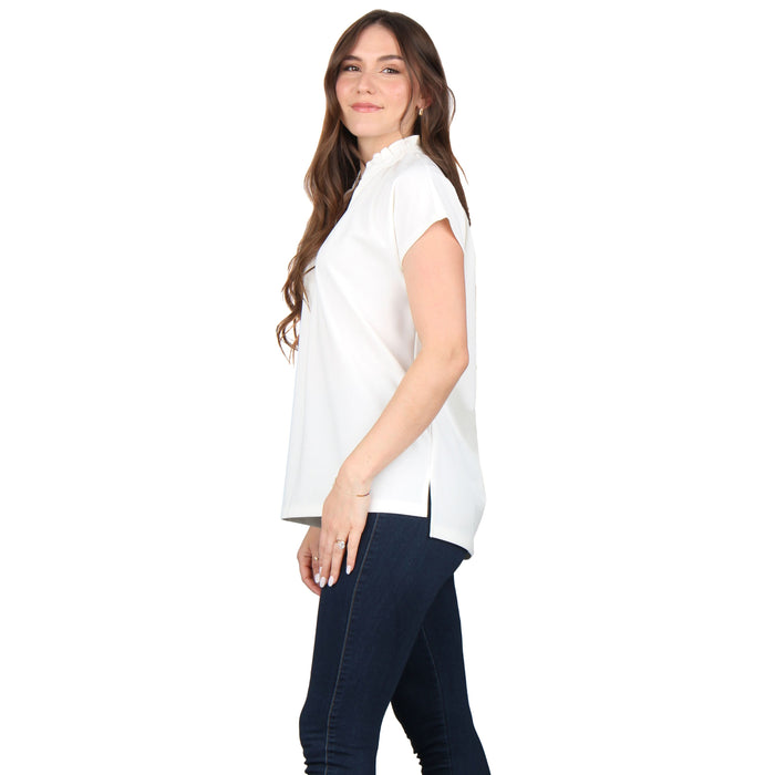 Plus Size Ruffle Notch Neck Tunic