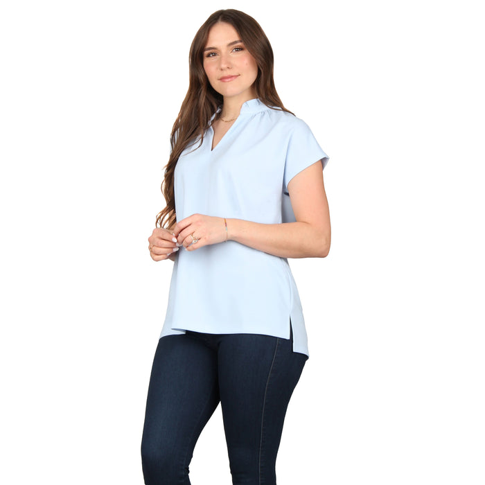 Plus Size Ruffle Notch Neck Tunic