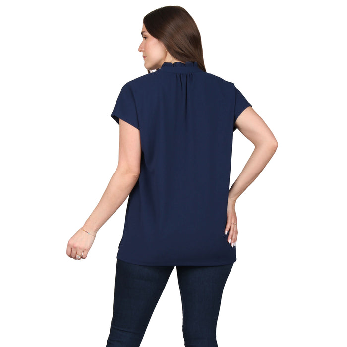 Plus Size Ruffle Notch Neck Tunic