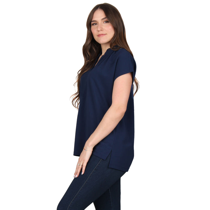 Plus Size Ruffle Notch Neck Tunic
