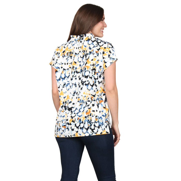 Plus Size Ruffle Notch Neck Tunic