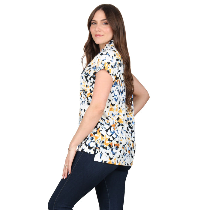 Plus Size Ruffle Notch Neck Tunic