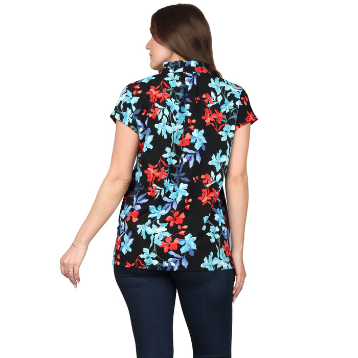 Plus Size Ruffle Notch Neck Tunic