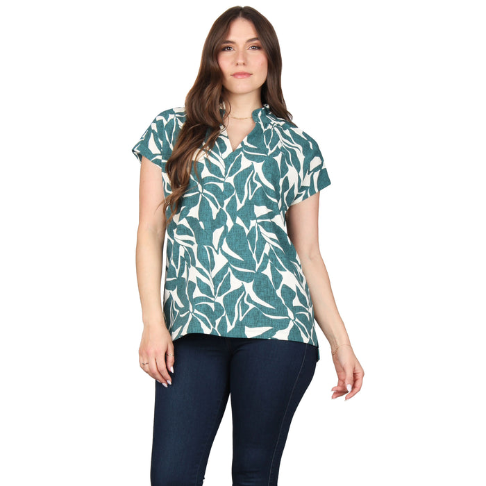 Plus Size Ruffle Notch Neck Tunic
