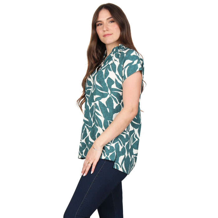 Plus Size Ruffle Notch Neck Tunic