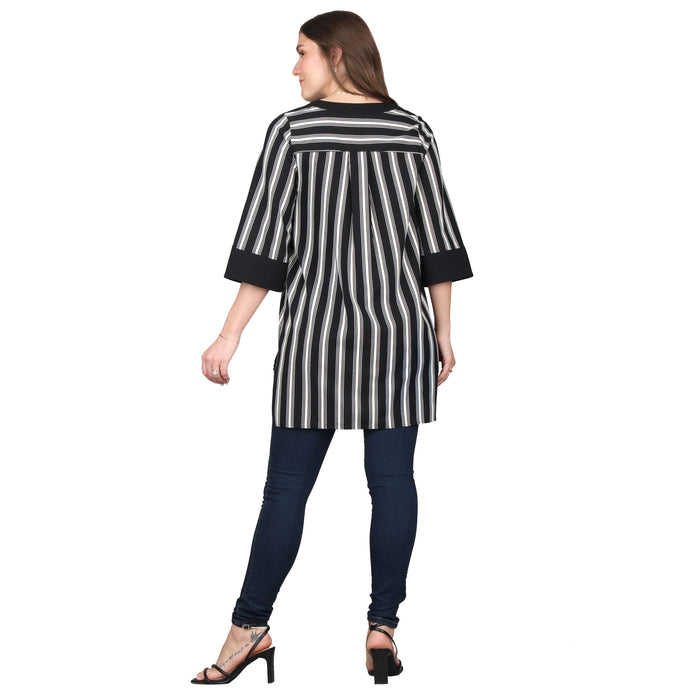 Plus Size Split V-Neck 3/4 Sleeve Tunic
