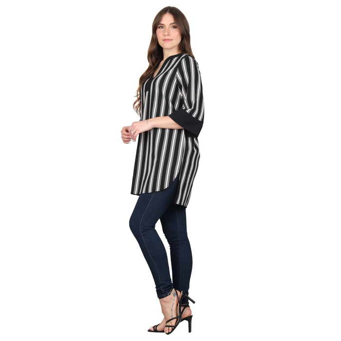 Plus Size Split V-Neck 3/4 Sleeve Tunic