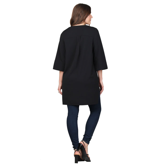 Plus Size Split V-Neck 3/4 Sleeve Tunic