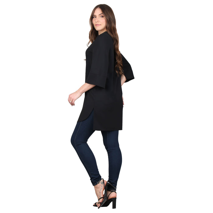 Plus Size Split V-Neck 3/4 Sleeve Tunic
