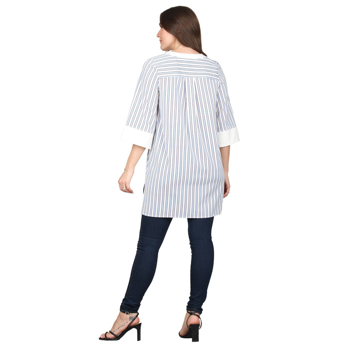 Plus Size Split V-Neck 3/4 Sleeve Tunic