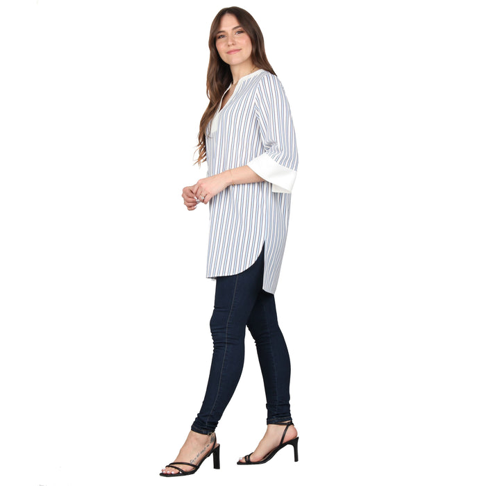 Plus Size Split V-Neck 3/4 Sleeve Tunic