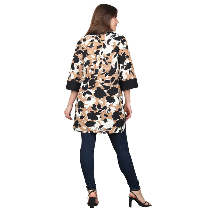 Plus Size Split V-Neck 3/4 Sleeve Tunic
