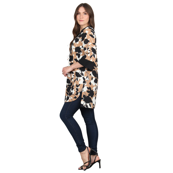 Plus Size Split V-Neck 3/4 Sleeve Tunic