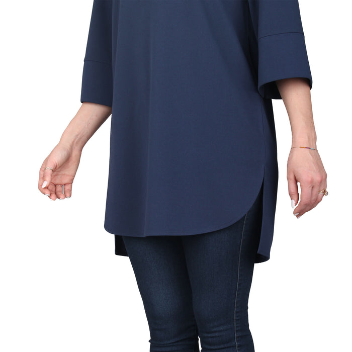 Plus Size Split V-Neck 3/4 Sleeve Tunic
