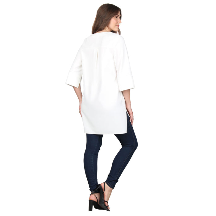 Plus Size Split V-Neck 3/4 Sleeve Tunic