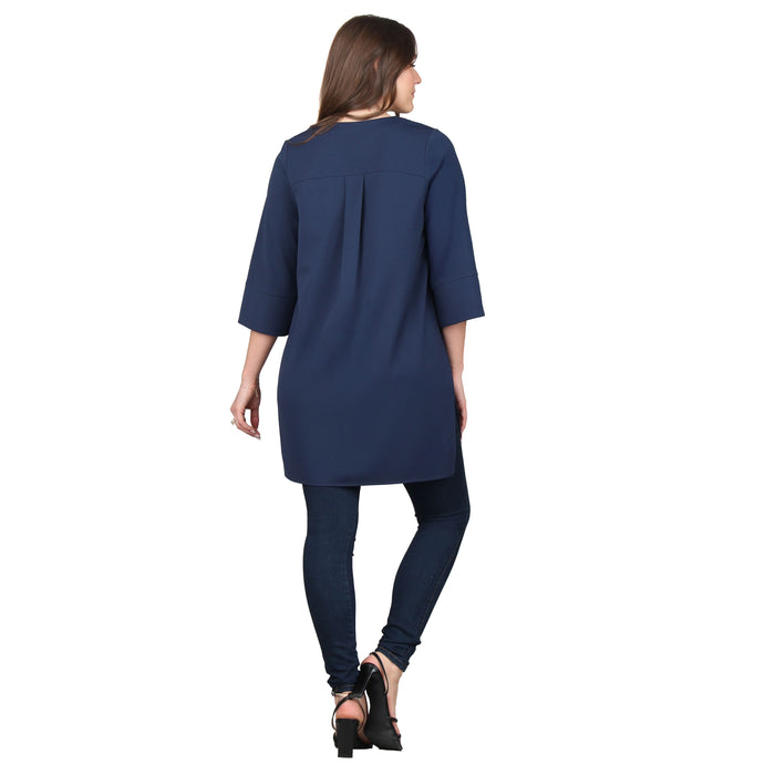 Plus Size Split V-Neck 3/4 Sleeve Tunic