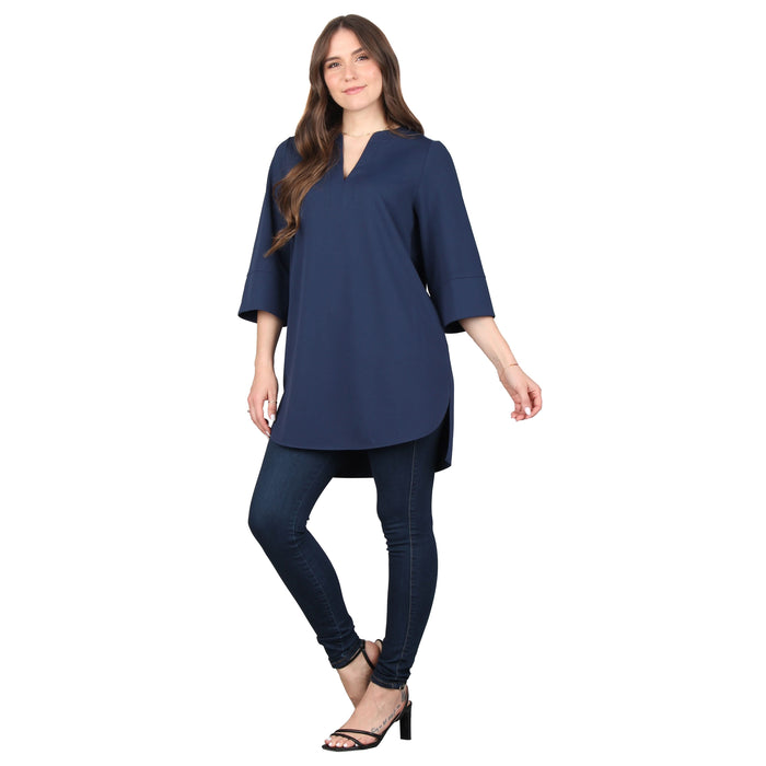 Plus Size Split V-Neck 3/4 Sleeve Tunic