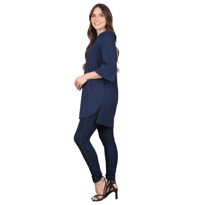 Plus Size Split V-Neck 3/4 Sleeve Tunic