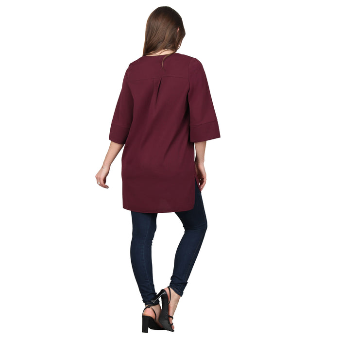 Plus Size Split V-Neck 3/4 Sleeve Tunic