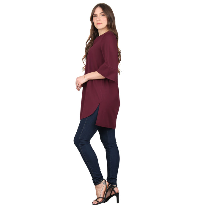 Plus Size Split V-Neck 3/4 Sleeve Tunic