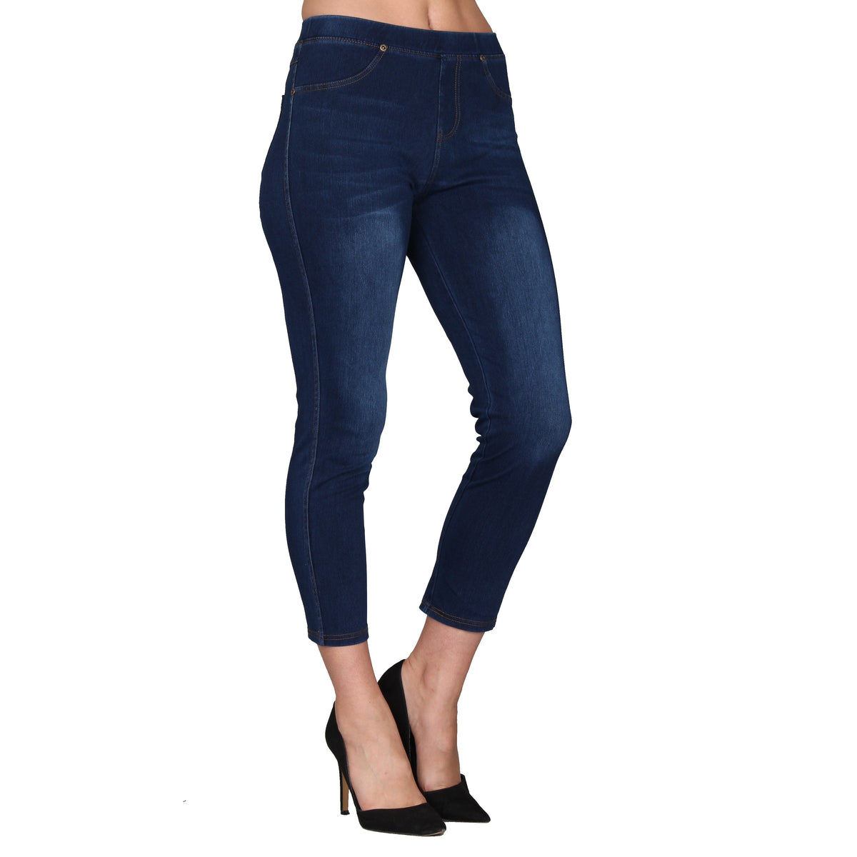 Women's Classic Skinny Capri Jeggings. • Capri jeggings featuring a light  sheen and jean-style • Lightweight, breathable cotton-blend material • Belt  loops with 5 functional pockets • Super Stretchy • Pull up
