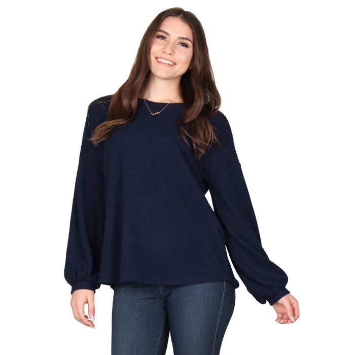 Plus Size Solid Puff Sleeve Tunic