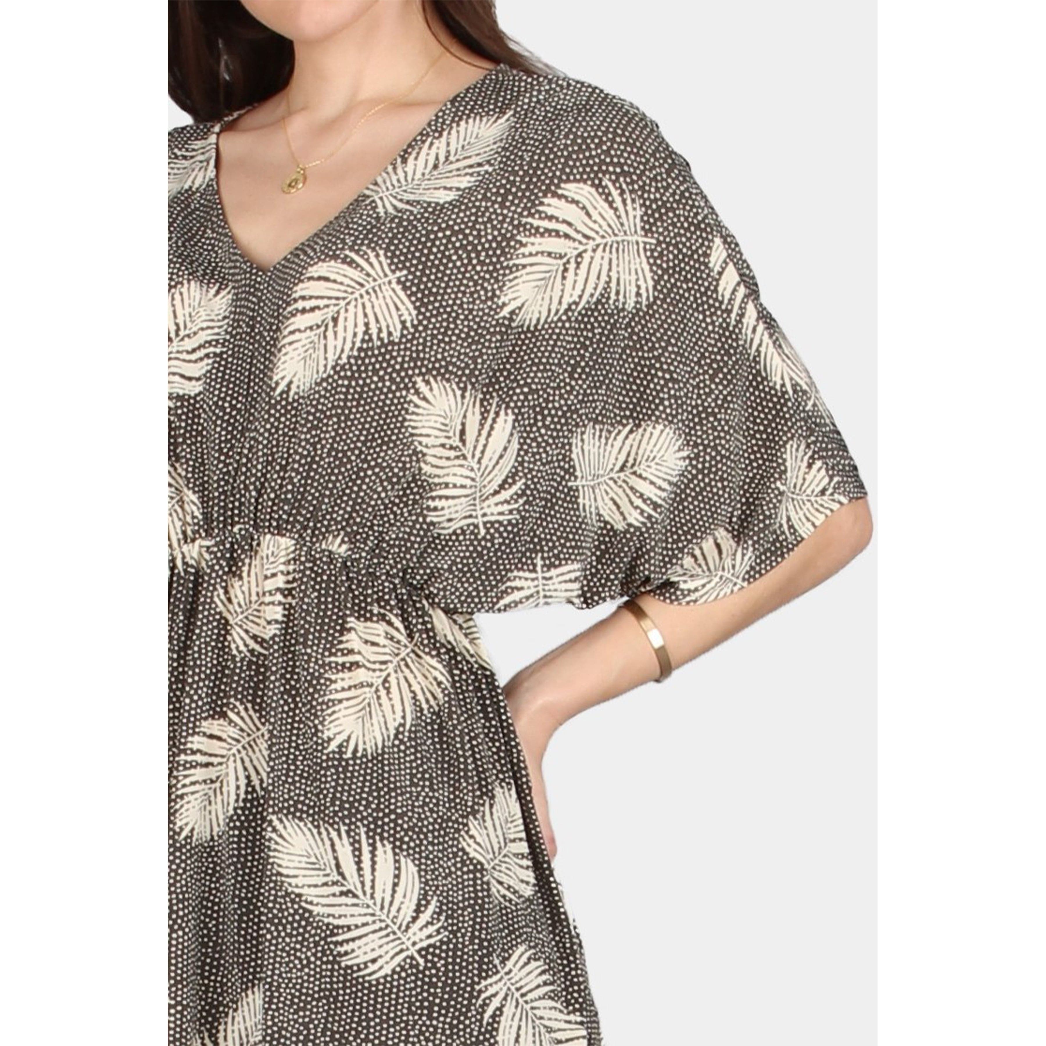 新品　T. japan print sleeve tunic Ali Miles Petite Size Woven Geometric Abstract Print Wire