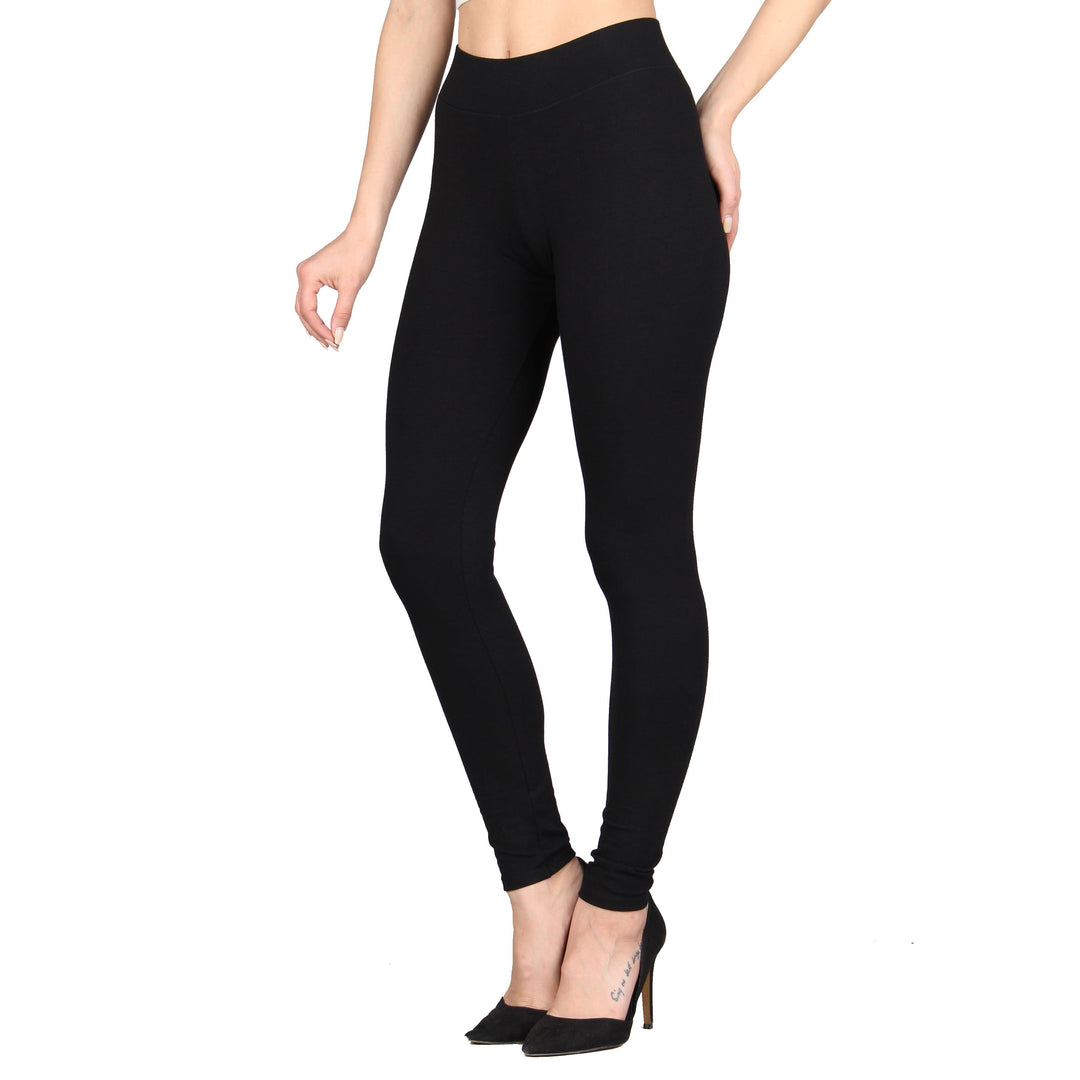 Shop Solid Full Length Leggings with Elasticised Waistband Online