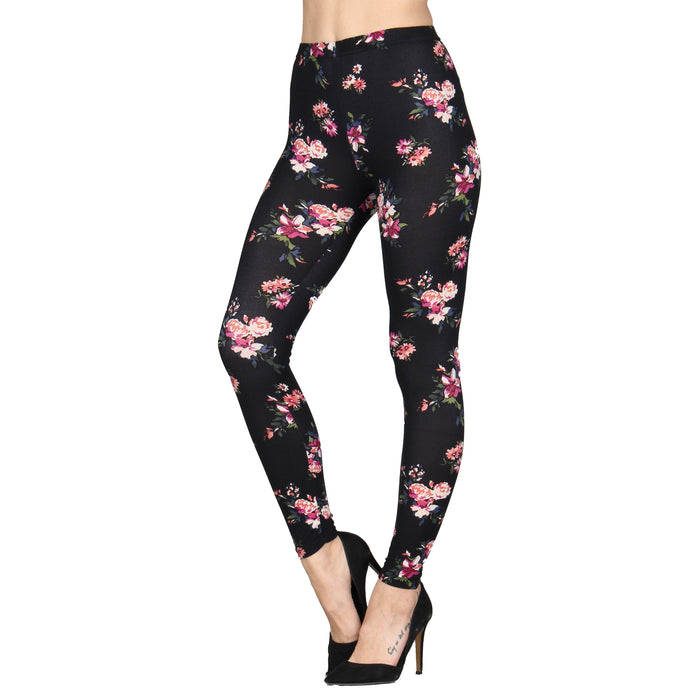 SOFT BRUSHED FLORAL PRINT, FULL LENGTH, HIGH WAISTED LEGGINGS IN A FITTED  STYLE WITH AN ELASTIC WAISTBAND, SIDE STRIPES, AND FRONT TIE. SUPER SOFT,  STRETCHY AND COMFORTABLE. SIZE:S-M-L-XL(1-2-2-1) PACKAGE:6PCS/PREPACK 94%  POLYESTER 6%SPANDEX