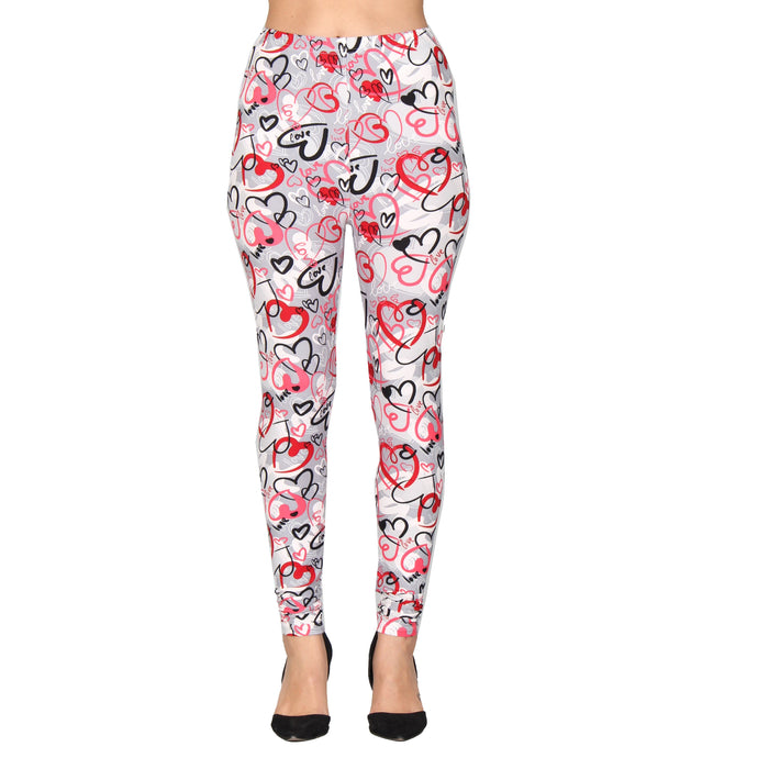Be Mine Valentine Bae Leggings, Black Women's Teen Cute Cozy Wear Cute  Holiday Fashion Stretchy Pants Soft Colorful Heart Tights for Her 