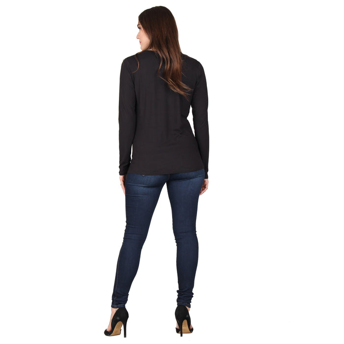 LIQQY Women's Scoop Neck Ultra Thin Long-Sleeve Thermal Underwear Shirt  Tops (CA/US, Alpha, Small, Regular, Regular, Black-Crew Neck) : :  Clothing, Shoes & Accessories