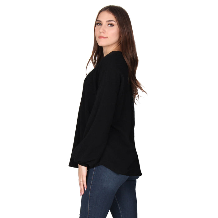 Plus Size Solid Puff Sleeve Tunic